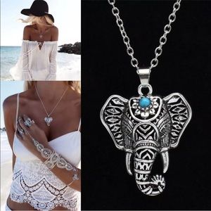 Boho Silver Bohemian Tribal Elephant pendant